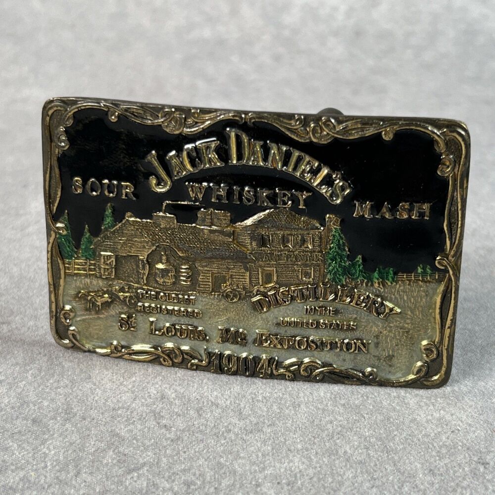 Jack Daniels Distillery Belt Buckle Old Time No 7 1904 Whiskey Sour Mash Vintage